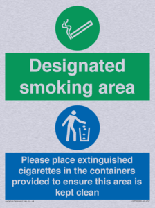 Designated smoking area
Please place extinguished cigarettes in the containers provided to ensure this area is kept clean